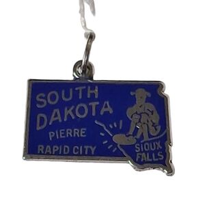 Sterling Silver 925  South Dakota Pendant Charm State  2.04 Grams